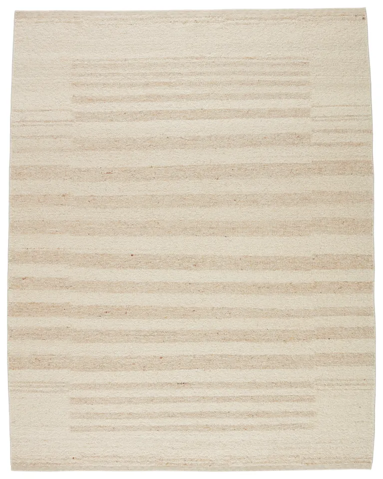 Istar Handmade Striped Cream/ Sand Area Rug (5'X8')