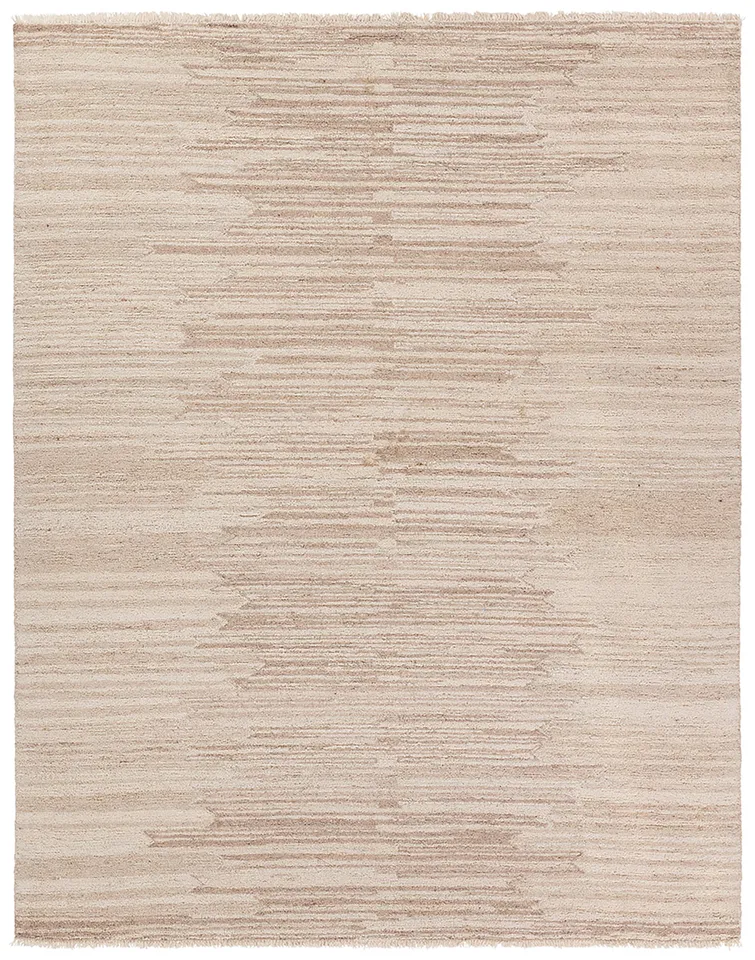 Sayeed HAD06 Handmade Striped Ivory and White Area Rug (10'x14')