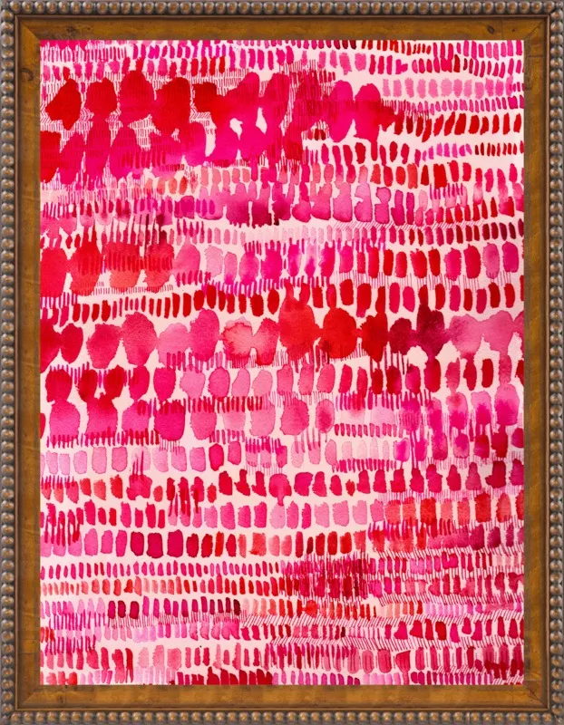 Pink and Red Watercolor Patterns Wall Art  by Paula Mills for Artfully Walls