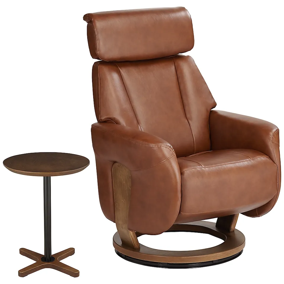Octavian Augusta Brown and Walnut 2-Piece Recliner and Table Set