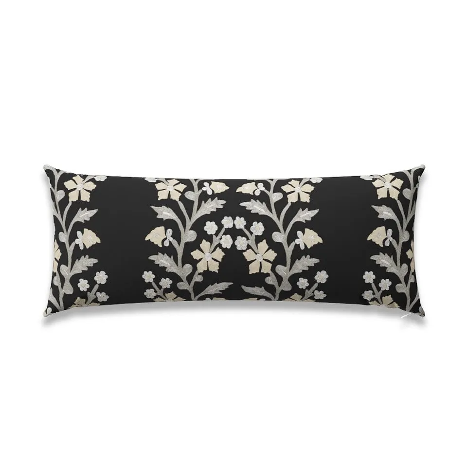 Black Tree of Life Suzani Outdoor Pillow by St. Frank | 40" W x 15" H | Polyester
