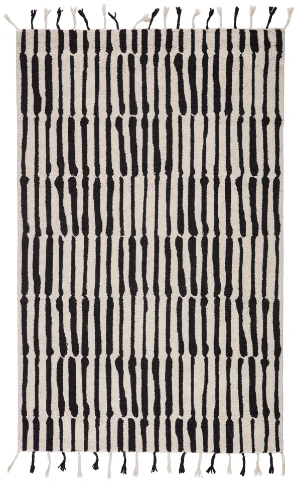 Nikki Chu by Saville Handmade Tribal Black/ Ivory Area Rug (8'X10')