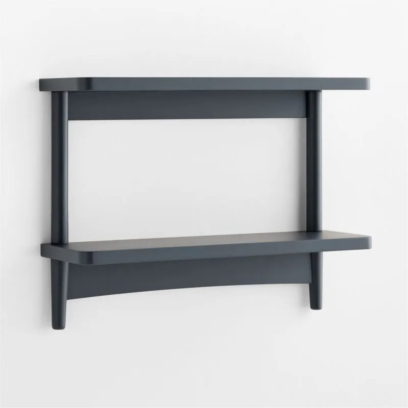 Hampshire 27" Navy Blue Wood 2-Tier Kids Wall Shelf