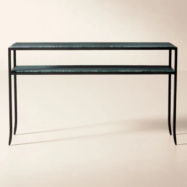 Sergio 52" Green Marble and Iron Console Table