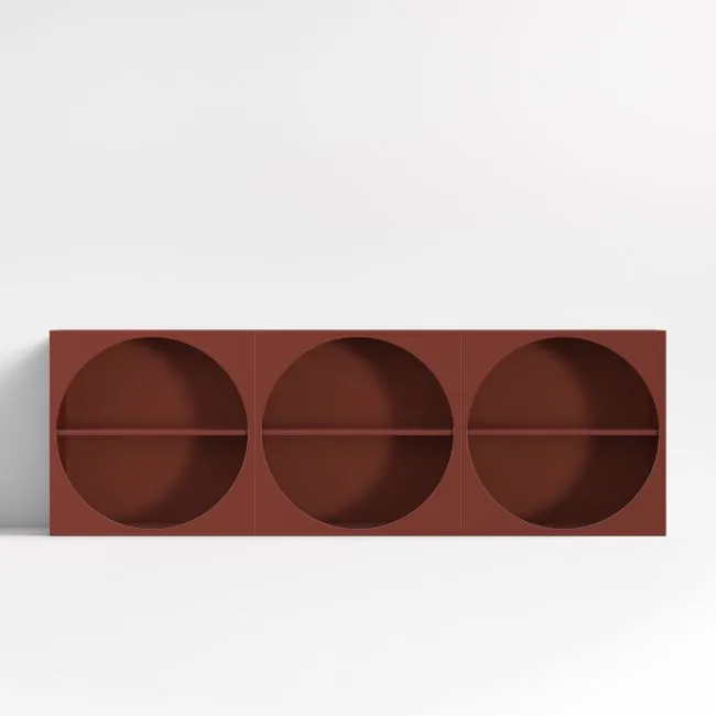 Twiggy 90" Modular Glossy Deep Red Kids Open Bookcases, Set of 3