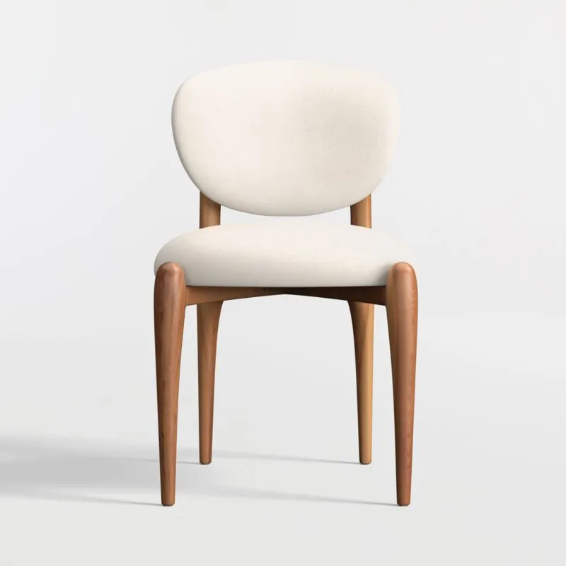 Via Ivory Fabric Walnut Wood Dining Chair