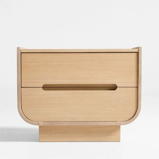 Venice 29" Leather and Oak Wood Nightstand by Brigette Romanek