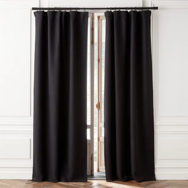 Black European Linen Blackout Window Curtain Panel 48''x108''