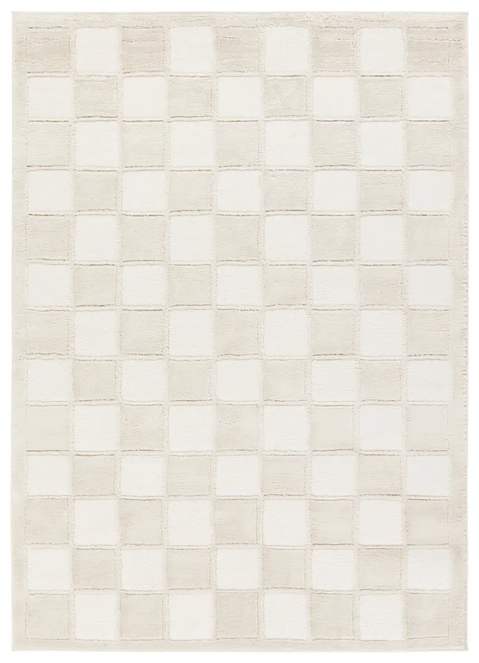 Label J Catanza JID20 Geometric Ivory and Beige Area Rug (6'7"x9'6")