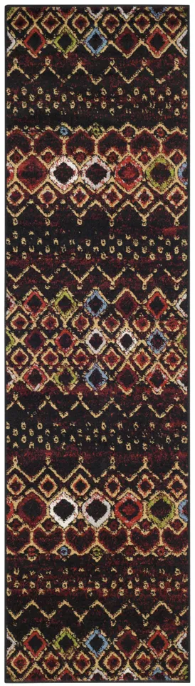 Arlo Home Woven Area Rug, AMS108P, Black/Multi,  2' 3" X 8'