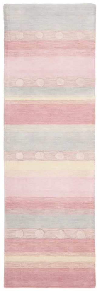 Arlo Home Hand Loomed Area Rug, SFK801M, Light Blue/Pink,  2' 6" X 8'
