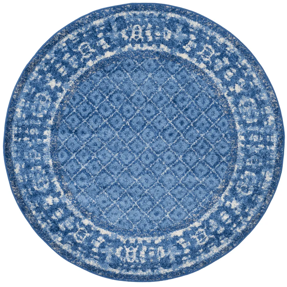 Arlo Home Woven Area Rug, ADR110F, Light Blue/Dark Blue,  4' X 4' Round