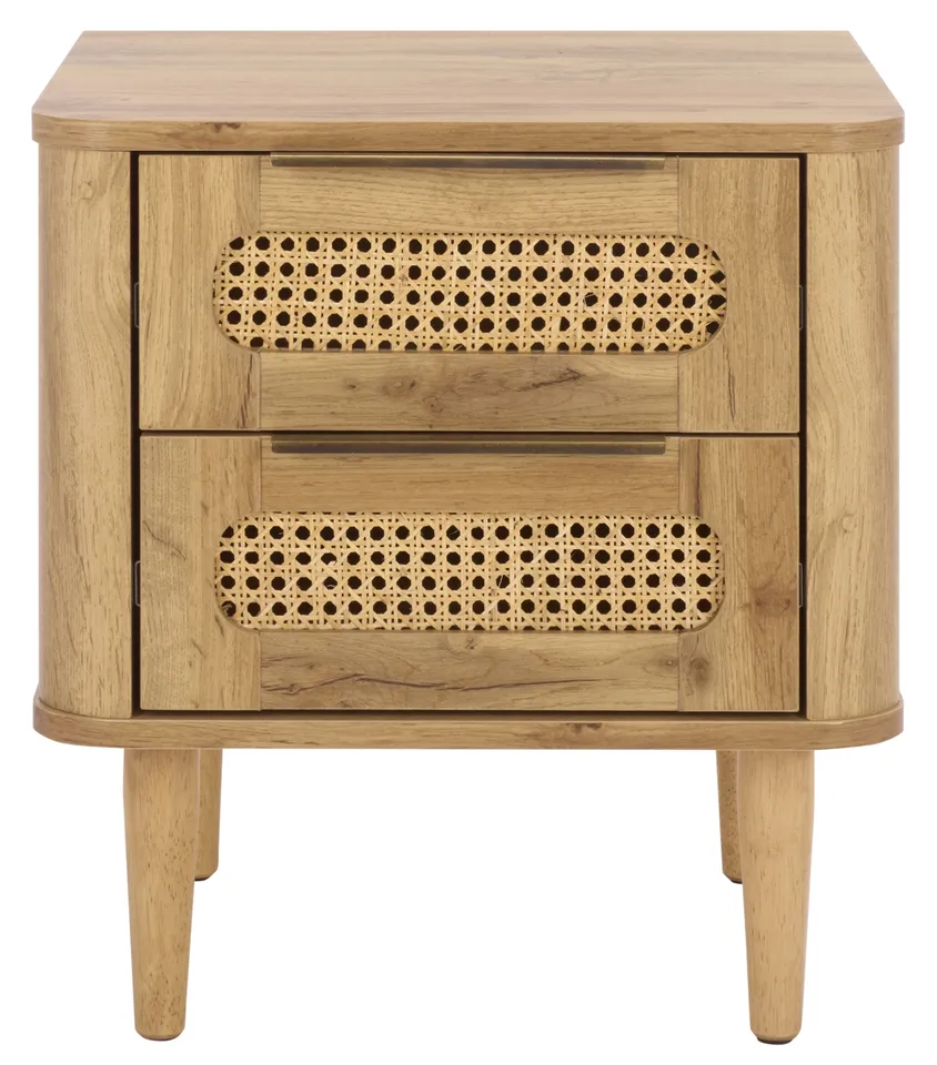 Brey 2 Drawer Nightstand - Oak / Brass