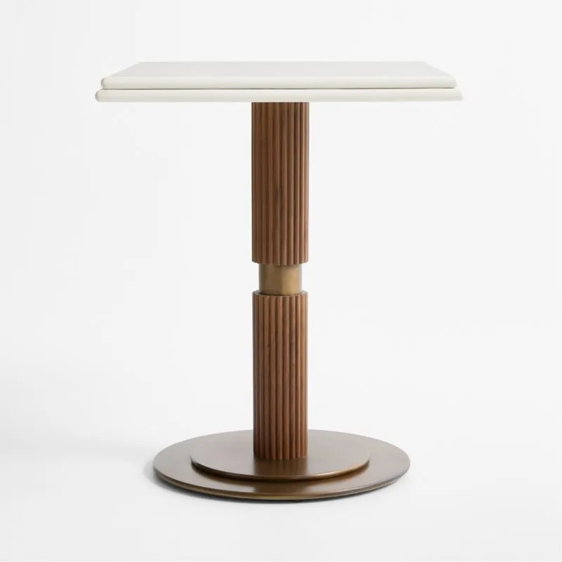 Chelsea 24" Quartz & Walnut Wood Bistro Dining Table