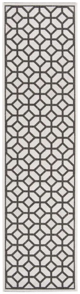 Arlo Home Indoor/Outdoor Woven Area Rug, LND127A, Light Grey/Charcoal,  2' X 8'