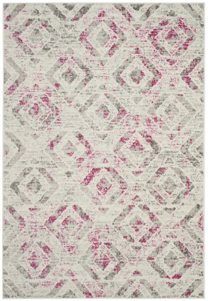 Arlo Home Woven Area Rug, SKY190F, Ivory/Pink,  4' X 6'