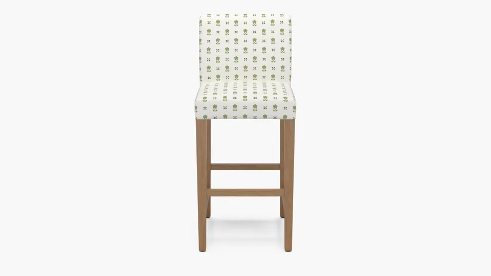 Signature Dining Bar Stool, Jade Mod Fleur, Natural Square Tapered Leg