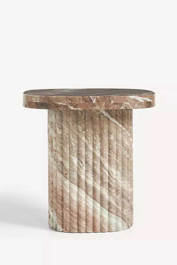 Kanta Square 18" Fluted Marble Side Table