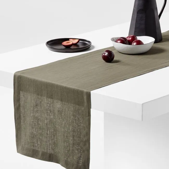 Marin 120" Desert Green European Linen Table Runner