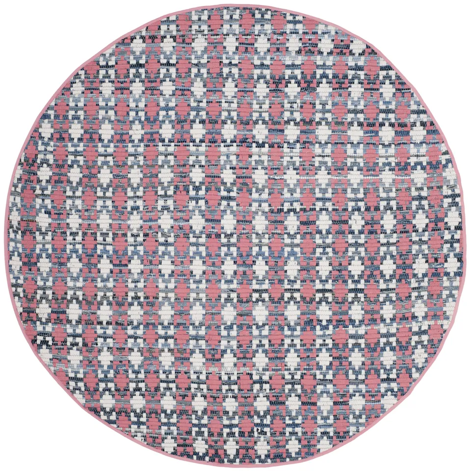 Arlo Home Hand Woven Area Rug, MTK123D, Coral/Multi,  6' X 6' Round