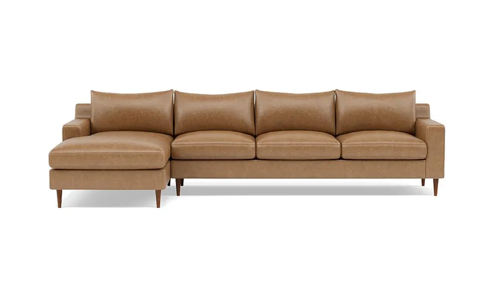 Sloan Leather 4-Seat Left Chaise Sectional