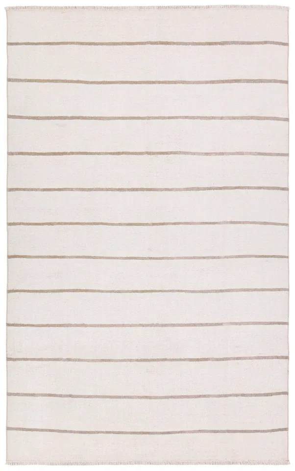 Label J Ryn SAV01 Striped Ivory and Tan Area Rug (4'x6')