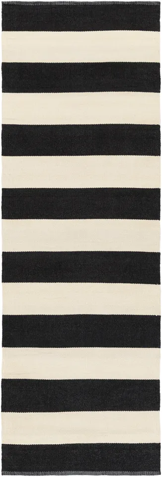 Picnic Black Outdoor 2'6" x 8' Handmade Rug