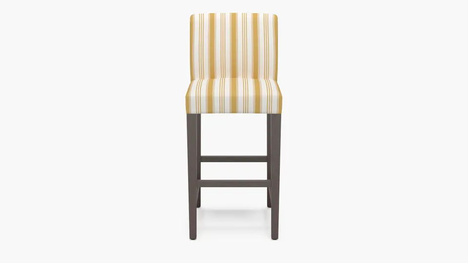 Signature Dining Bar Stool, French Yellow Regency Stripe, Espresso Square Tapered Leg