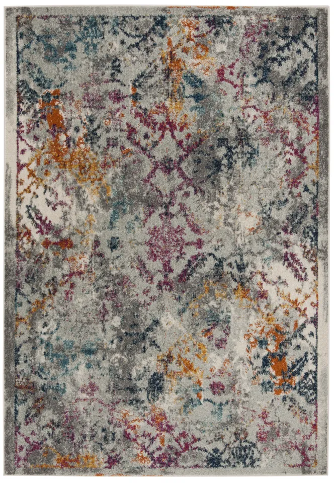 Arlo Home Woven Area Rug, MAD159R, Light Grey/Fuchsia,  4' X 6'