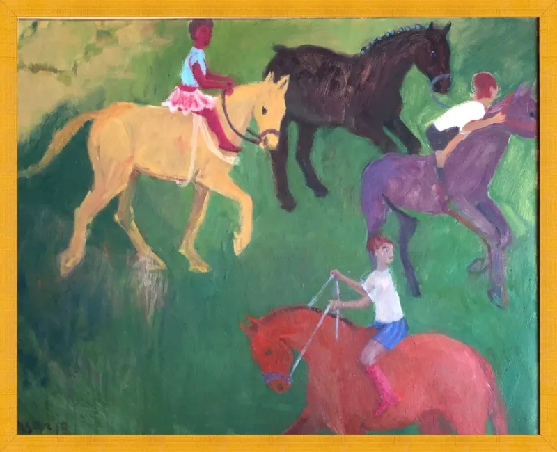 Four Horses, Three Riders by Megan Williamson for Artfully Walls