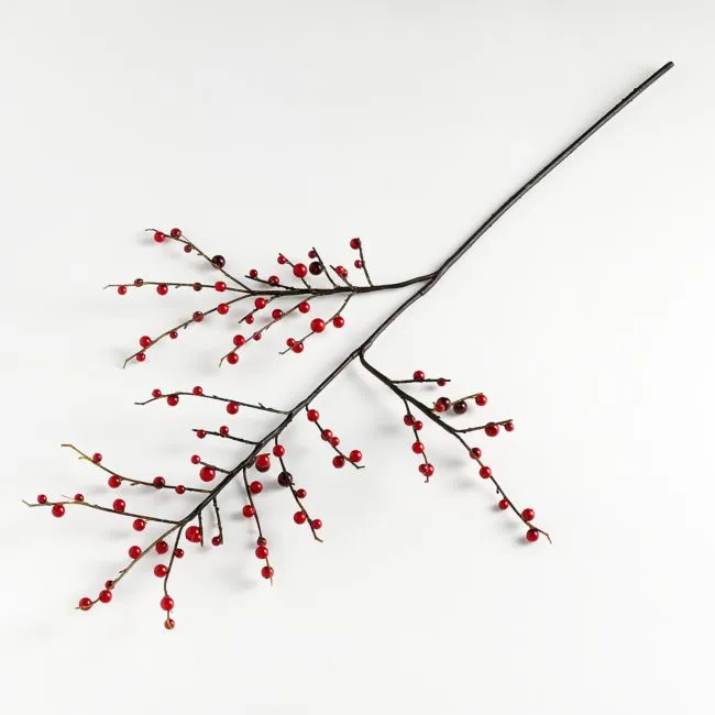 Faux Red Berry Holiday Stem 39"