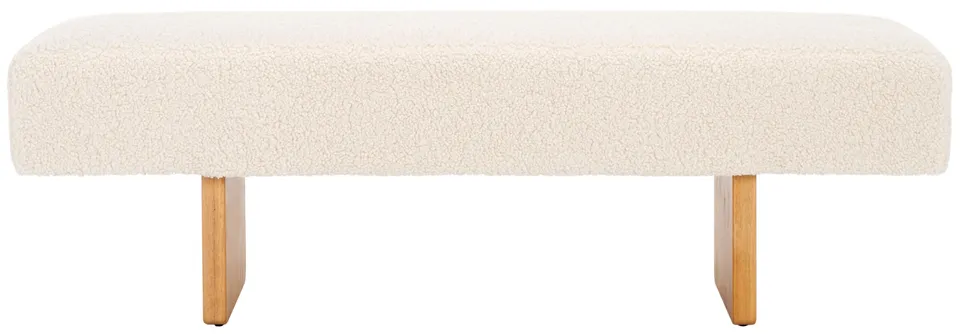 Ryer Faux Shearling Bench - Off White/Natural