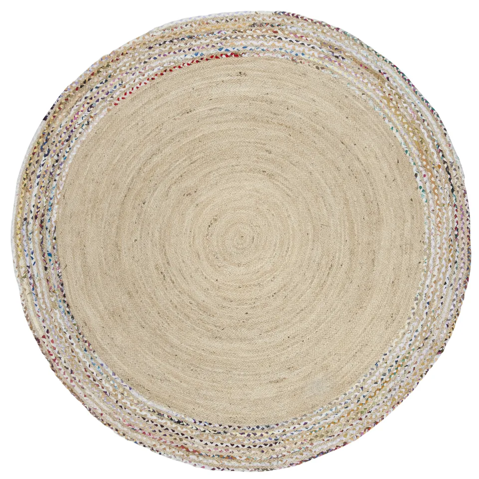 Arlo Home Hand Woven Area Rug, CAP207B, Ivory/Light Beige,  5' X 5' Round