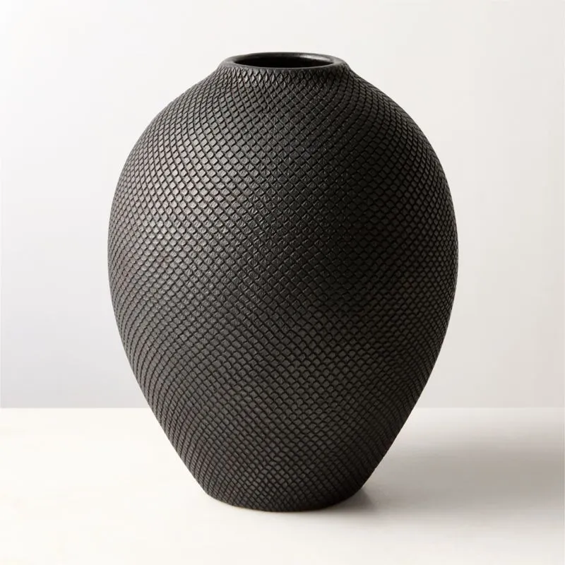 Cusco Textured Black Terracotta Vase Tall