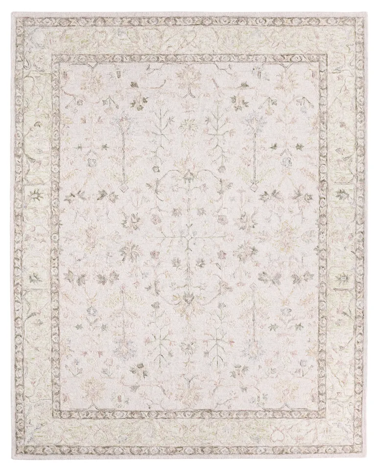Saige PRO13 Tufted Oriental Ivory/Green Area Rug (18" Swatch)