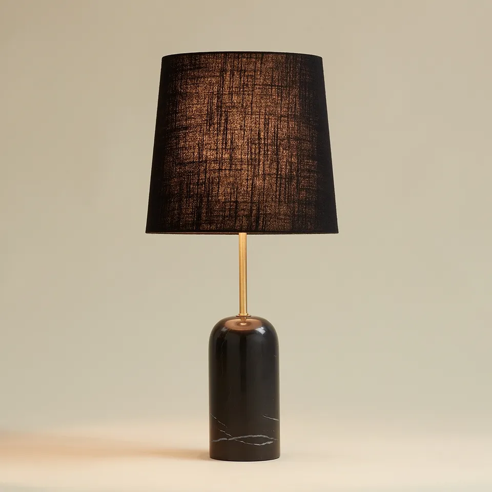Daleti 25" High Black Marble Table Lamp with Dimmer