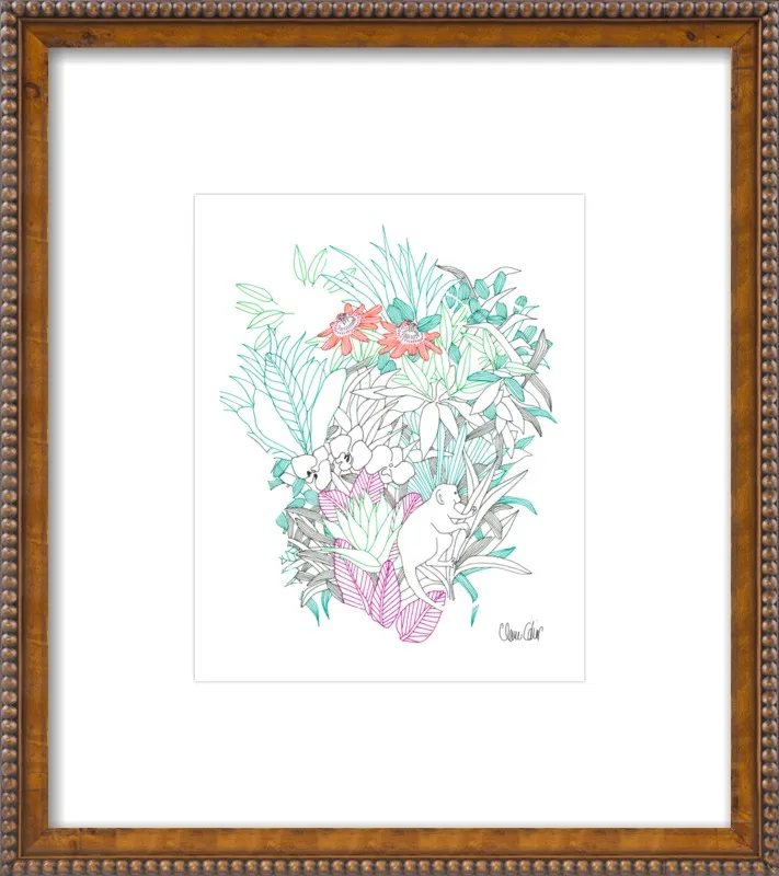 Passionflowers, orchids and the squirrel monkey  by Claire Colin for Artfully Walls