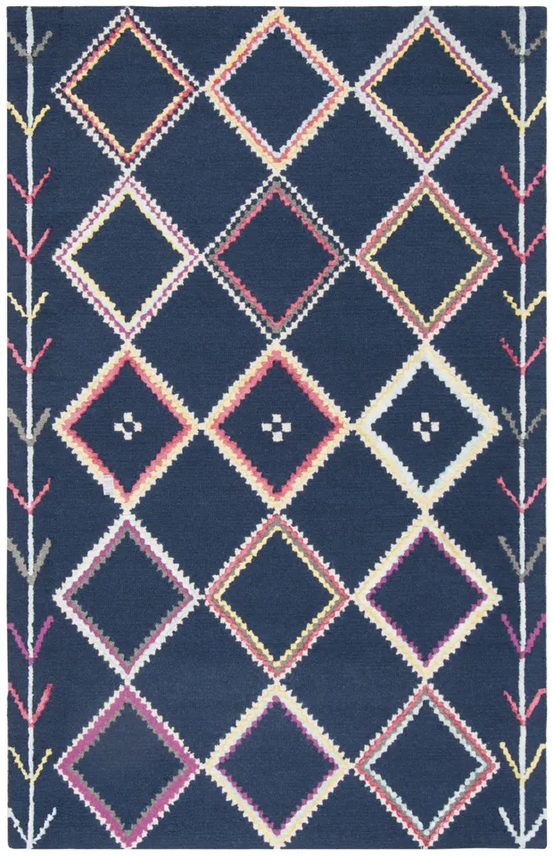 Arlo Home Hand Tufted Area Rug, BLG563N, Navy/Multi,  6' X 9'