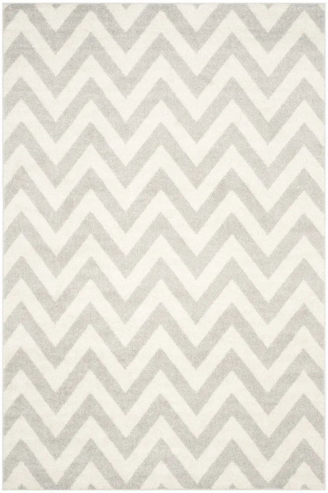 Arlo Home Indoor/Outdoor Woven Area Rug, AMT419B, Light Grey/Beige,  6' X 9'