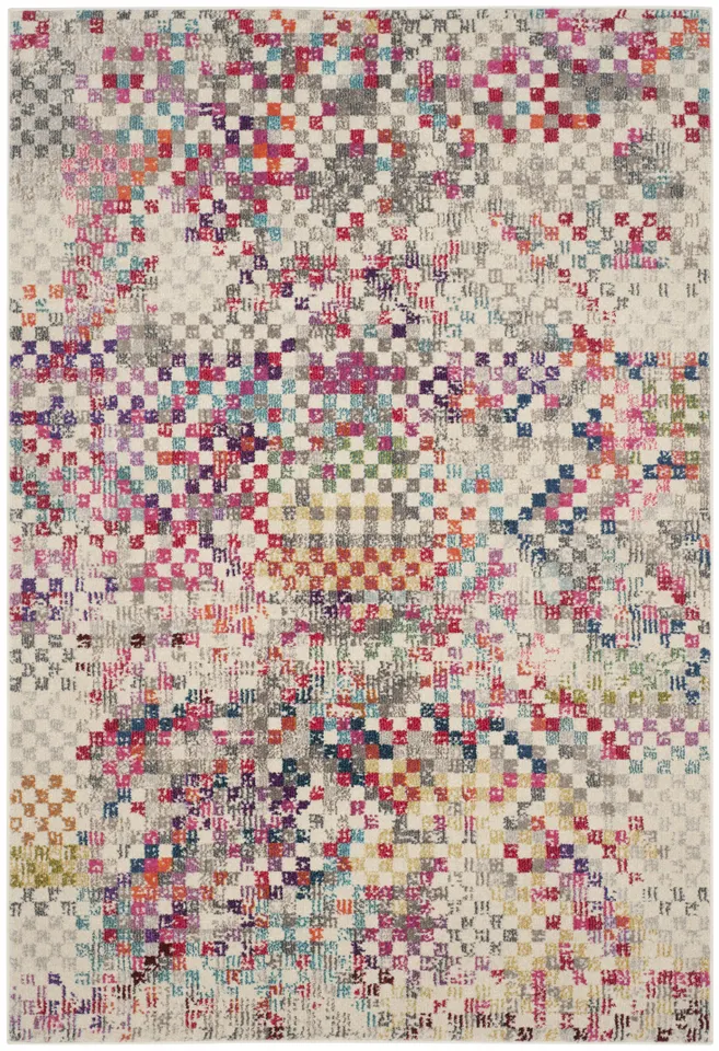 Arlo Home Woven Area Rug, MNC241G, Grey/Multi,  5' 1" X 7' 7"