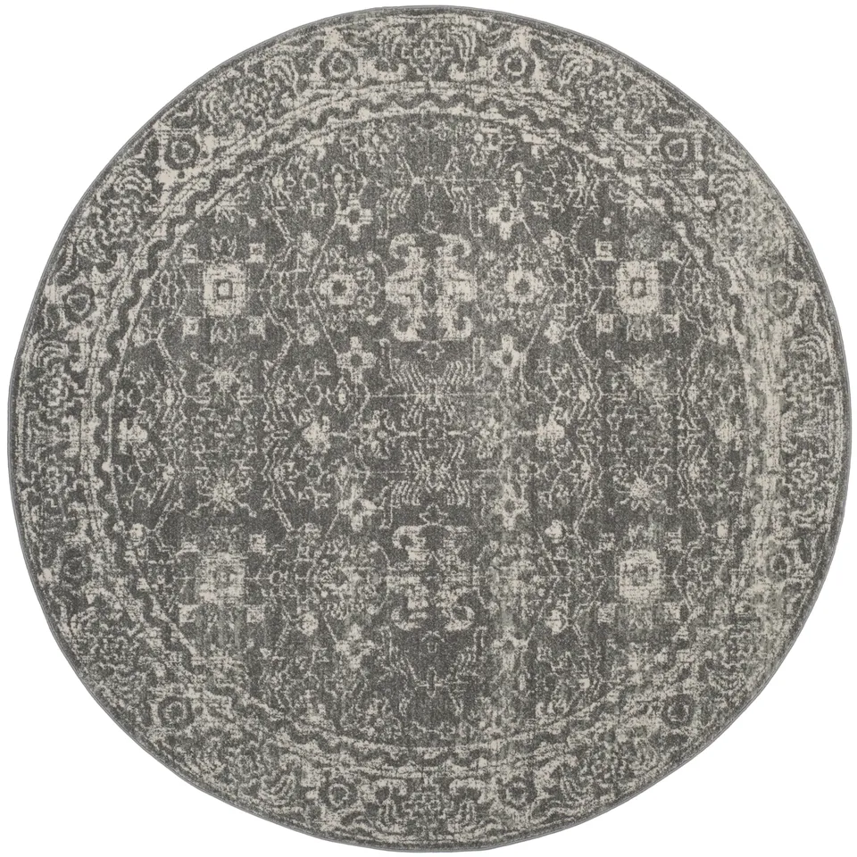 Arlo Home Woven Area Rug, EVK270S, Grey/Ivory,  6' 7" X 6' 7" Round