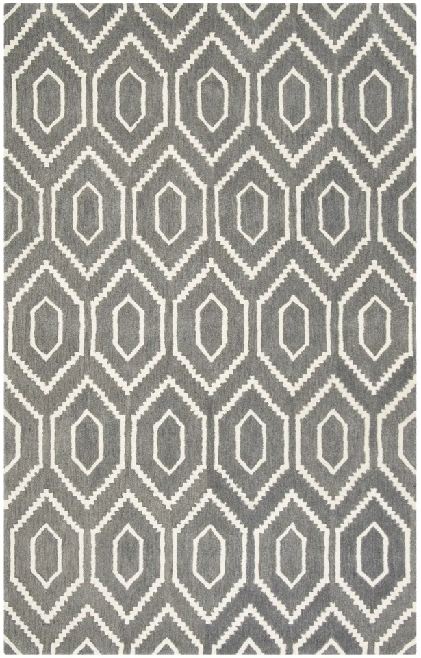 Arlo Home Hand Tufted Area Rug, HIM902F, Dark Grey/Ivory,  5' X 8'