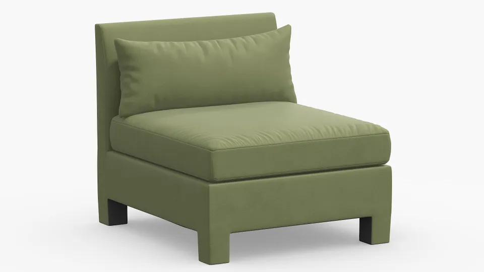 Modern Slipper Chair, Vert Classic Velvet