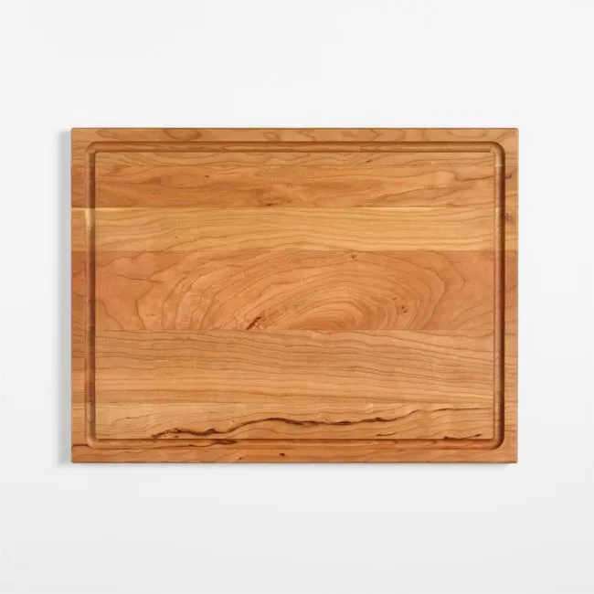 Crate & Barrel Reversible Cherry Wood Cutting Board 20"x15"x0.75"
