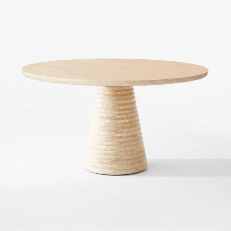 Taza 54" Round Travertine Dining Table
