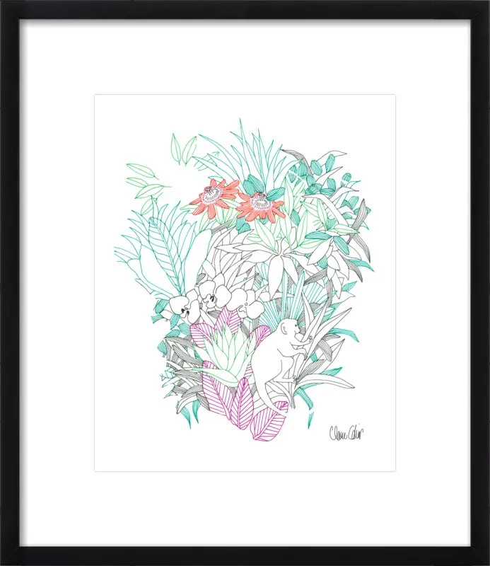 Passionflowers, orchids and the squirrel monkey  by Claire Colin for Artfully Walls