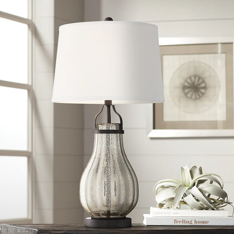 Arian 27 1/2" Bronze and Fluted Mercury Glass Table Lamp