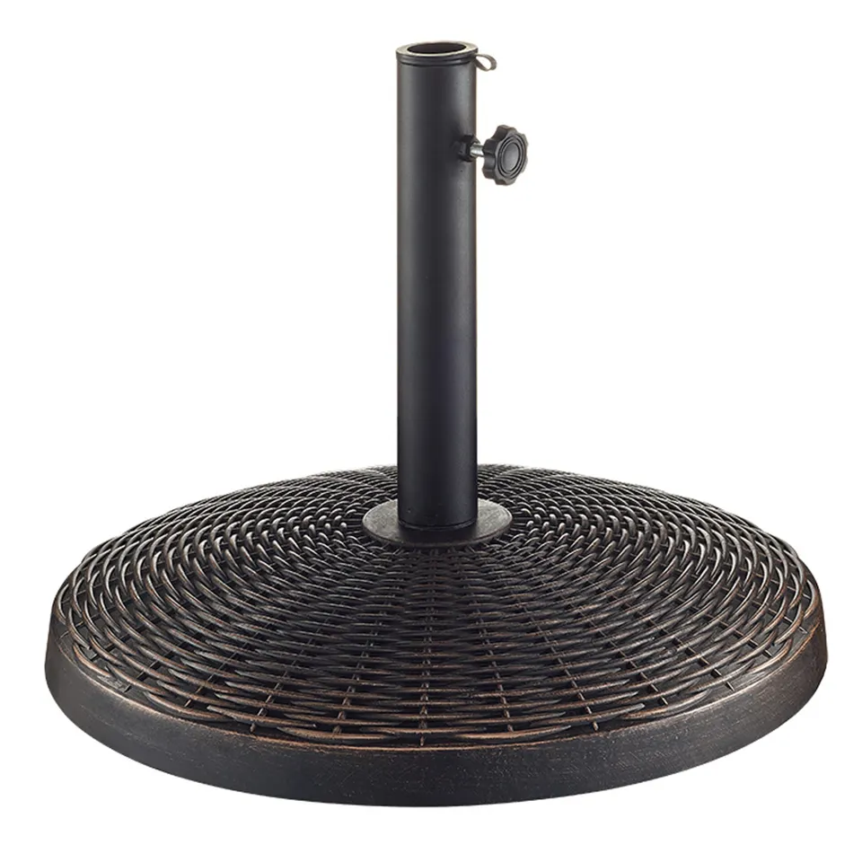 Wicker Style Round Outdoor Patio Umbrella Base - Antique Bronze