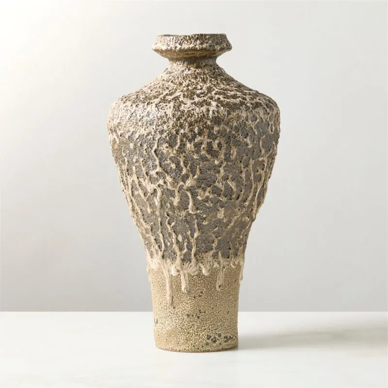 Rosalia Brown Ceramic Vase Large with Reactive Glaze