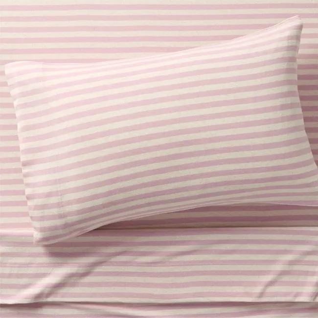 Comfy Tee Wildflower Purple Stripe 100% Organic Cotton Jersey Kids Twin Sheet Set